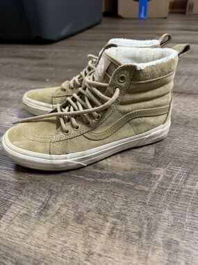 Vans Tan Suede High-Top Sneakers with Cream Lining